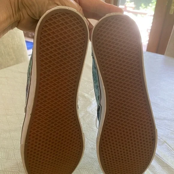 Vans Floral Print Green Blue Size 10 Womens Skate Shoes - Picture 7 of 9